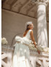 Square Neck Ivory Satin Open Back Wedding Dress